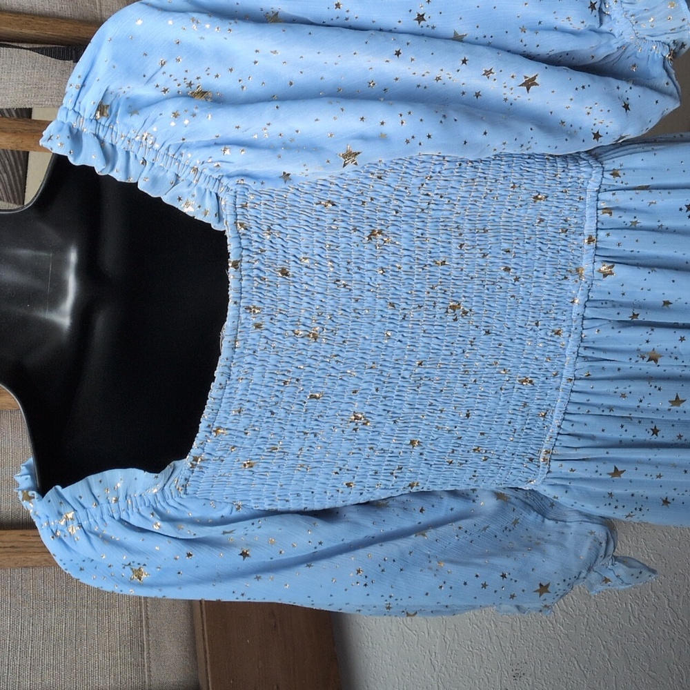 🍋✨ Ivy City Co Baby Blue Starry Nights Dress Size S - Picture 6 of 8